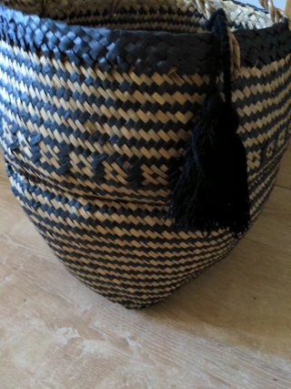 Cesta Sinder Mimbre y Bambú Negra/Marrón