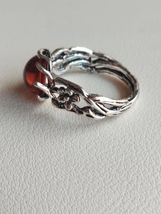 Anello vintage Ambra arancio stile gotico/fantasy