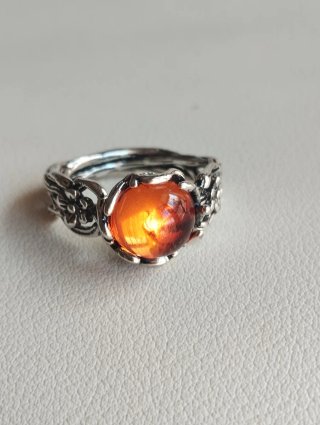 Anello vintage Ambra arancio stile gotico/fantasy