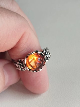 Anello vintage Ambra arancio stile gotico/fantasy