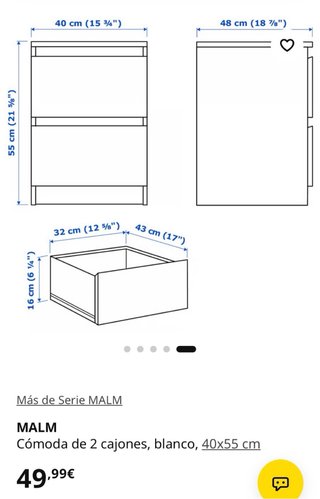 Mesitas de Noche IKEA MALM Blancas