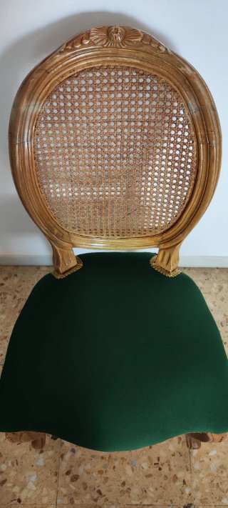 Set 4 Sillas Vintage Madera y Rattan