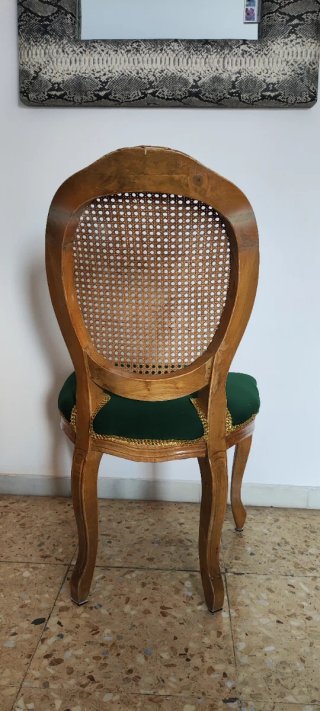 Set 4 Sillas Vintage Madera y Rattan
