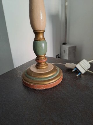 Lampada decorata a mano con paralume pois