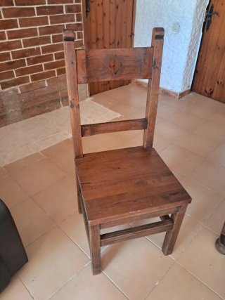 Mesa y 4 Sillas Colonial Madera Maciza