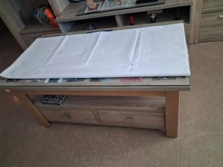 Mesa de centro elevable madera y cristal