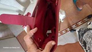 Borsa Ystrdy rosso sangue di bue manico/tracolla