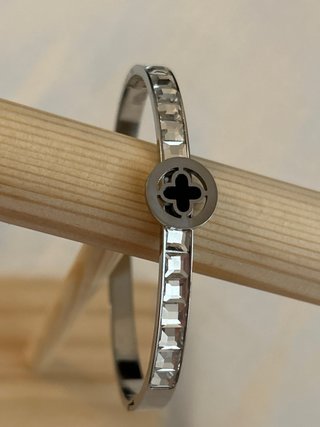 Pulsera Van Cleef Acero Flor Negra