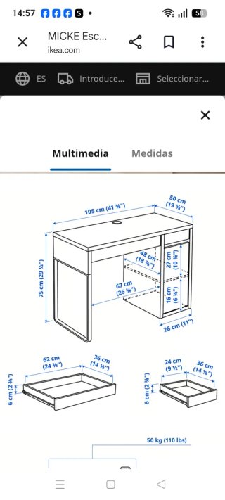 Escritorio Blanco IKEA MICKE