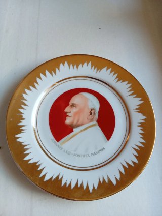 Piatto Papa Giovanni XXIII dorato