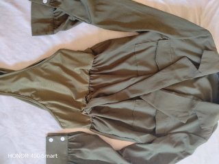 Body manga larga mujer verde
