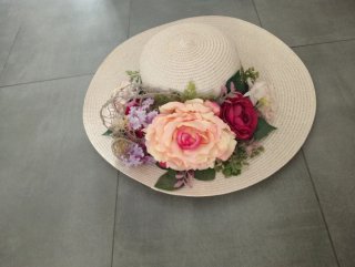 Sombrero de paja decorado flores