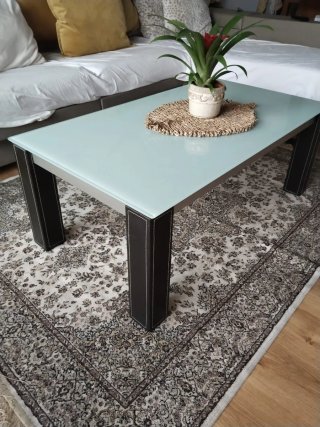 Mesa de centro cristal y madera
