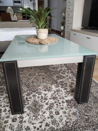 Mesa de centro cristal y madera