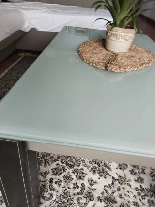 Mesa de centro cristal y madera