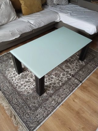 Mesa de centro cristal y madera