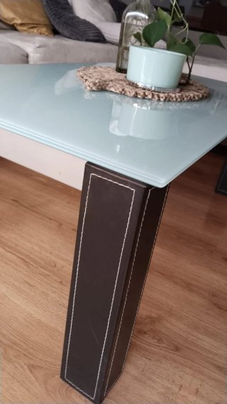 Mesa de centro cristal y madera