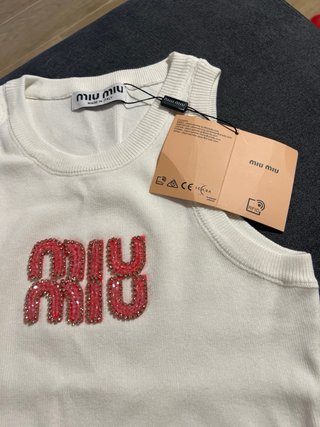 Canotta Miu Miu logo rosa taglia S