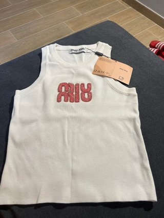 Canotta Miu Miu logo rosa taglia S