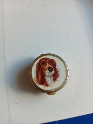 Portapillole con cane marrone e oro