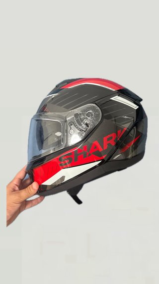 Casco Moto Shark Rojo y Negro