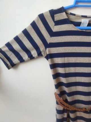 Vestido mini Rayas Otoño Zara Cinturón Trenzado