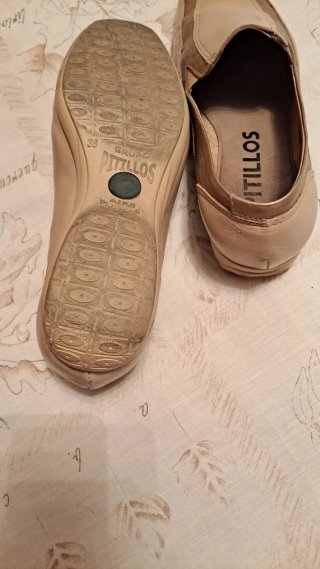 Zapatos Pitillos señora beige y dorado