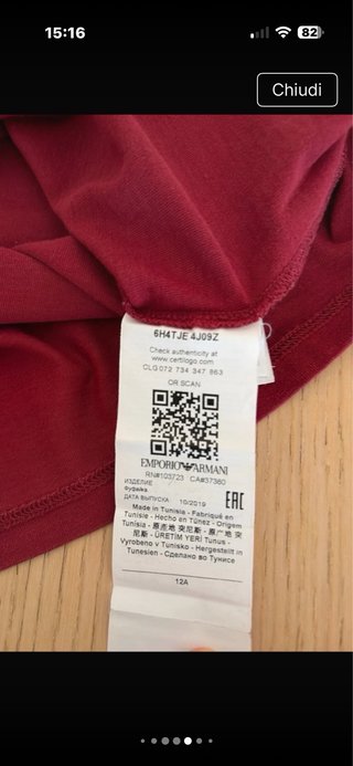 T-shirt Emporio Armani bambino taglia 12 anni