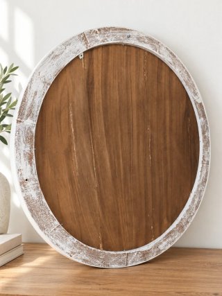 Espejo Redondo Madera Blanco