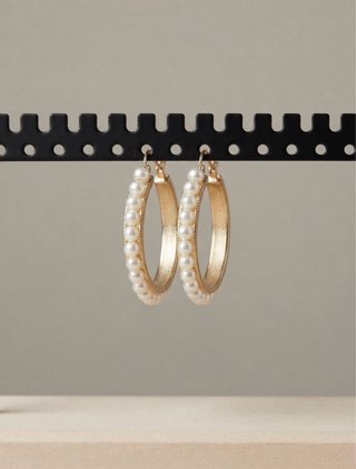 Pendientes Aro Zara Perlas Dorados