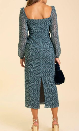 Vestido midi estampado azul