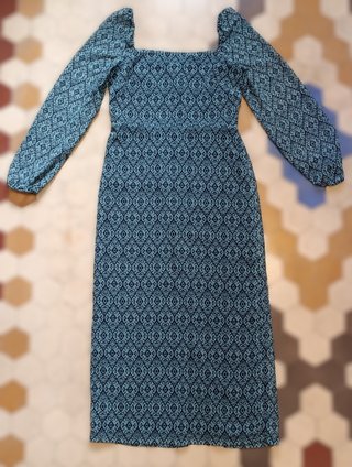 Vestido midi estampado azul