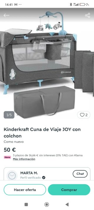 Cuna de viaje Kinderkraft JOY gris