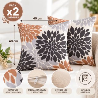 Pack 2 Fundas Cojín 40x40cm Florales/decorativas