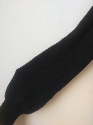 Jersey Punto Zara Negro Cuello Alto Mangas Globo