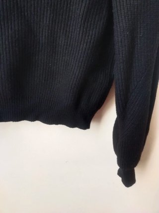 Jersey Punto Zara Negro Cuello Alto Mangas Globo