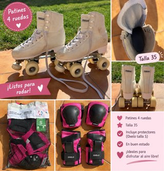 Patines 4 Ruedas Talla 35 + Protectores