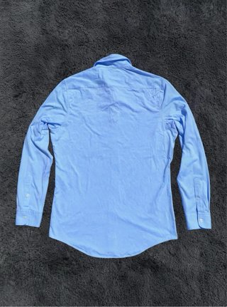 Camisa Zara Hombre M Azul Claro Tela Italiana