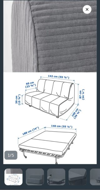 Sofá Cama 2 Plazas Ikea Lycksele lovas Gris