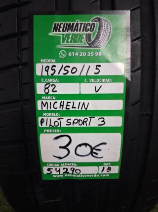 195 50 15 82V MICHELIN PILOT SPORT 3