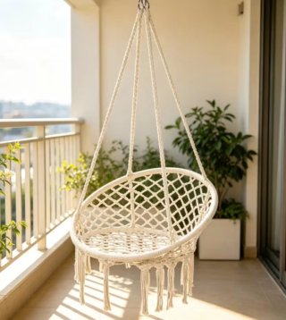 Silla Colgante Macramé Beige