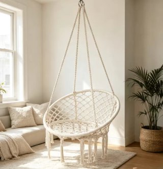 Silla Colgante Macramé Beige