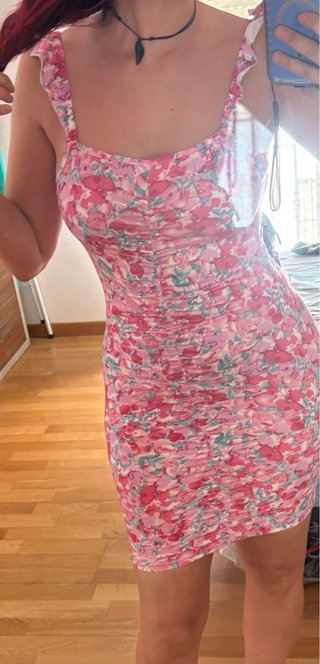 Vestido rosa floral tirantes S