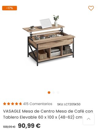 Mesa baja elevable madera