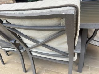 Mesa y 6 Sillas Jardín Cristal y Metal