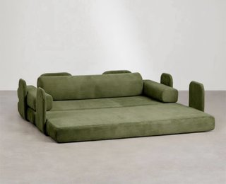 Divano letto in velluto verde