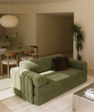 Divano letto in velluto verde