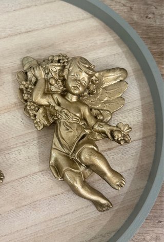 2 Anjos Vintage Dourados Decoração