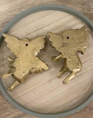 2 Anjos Vintage Dourados Decoração