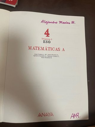 Matemáticas A. 4o de ESO